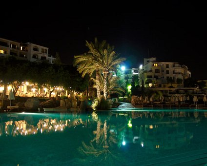 _DSC0025 The pool area of [ Coral Beach Hotel ] at night.