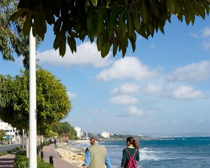 _DSC0034 Nicos and Ingrid walking by the seaside in Limassol.