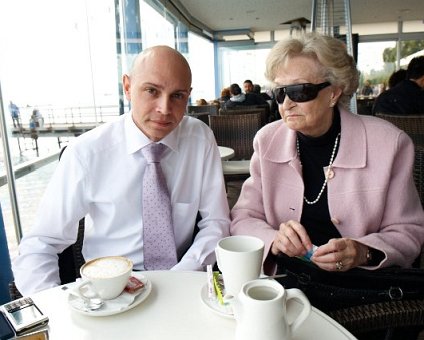 _DSC0121 Markos and mum at a seaside café in Limassol.