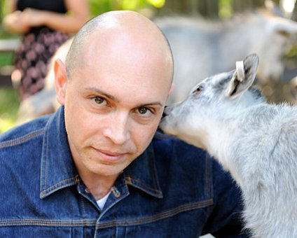 _DSC0108 Markos with a goat kid.