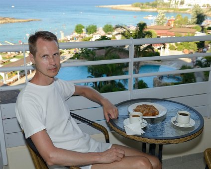 _DSC0036 Arto on the balcony at Capo Bay hotel .