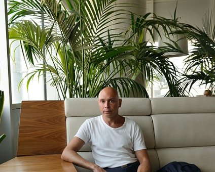 _DSC0005 Markos in the lounge at Larnaca airport.