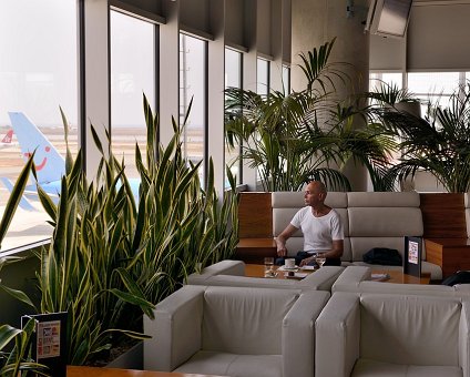 _DSC0015 Markos in the lounge at Larnaca airport.