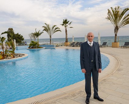 _DSC0027 Markos by the pool at the Royal Apollonia hotel in Limassol, on Christmas day.