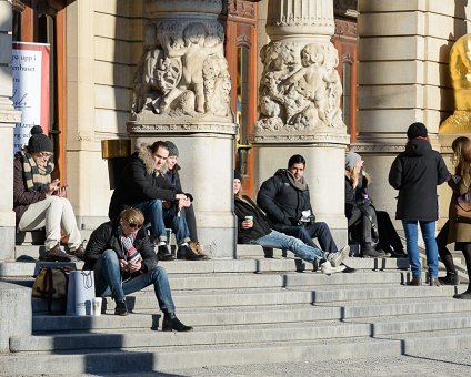 _DSC0052-2 Enjoying the spring sun on the steps of The Royal Dramatic Theatre.