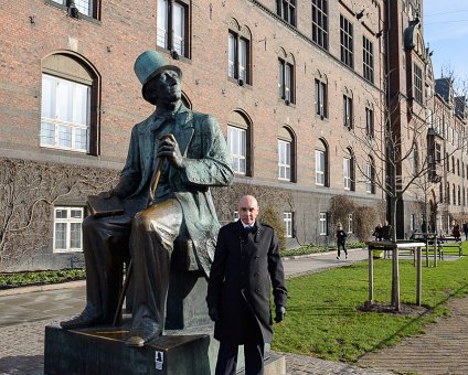 _DSC0020 Markos at the statue of Hans Christian Andersen.