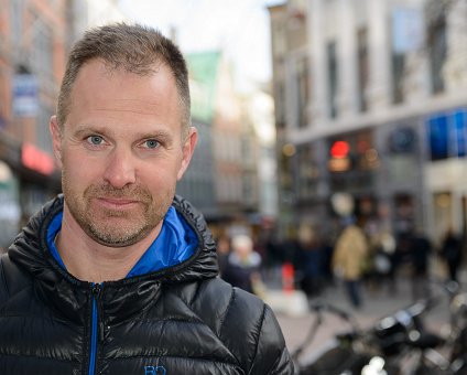 _DSC0035 Mikael at Ströget, the main shopping street in Copenhagen.
