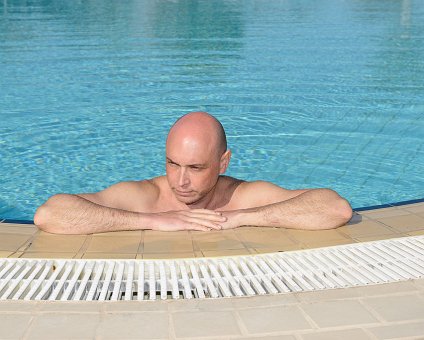 _DSC0051 Markos in the pool at Capo Bay hotel.