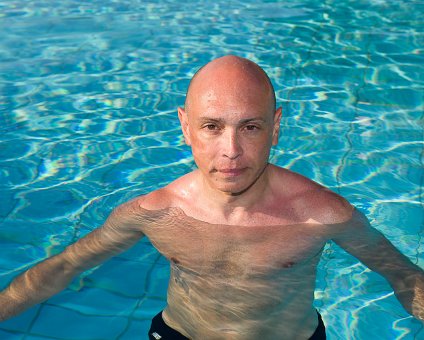_DSC0062 Markos in the pool at Capo Bay Hotel .
