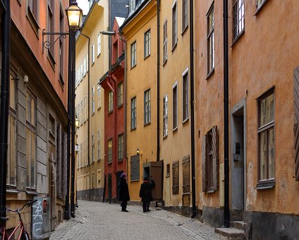 _DSC0021 Narrow street and typical houses in Gamla Stan (the old town).