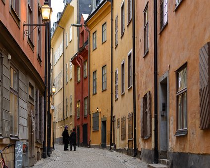 _DSC0022 Narrow street and typical houses in Gamla Stan (the old town).