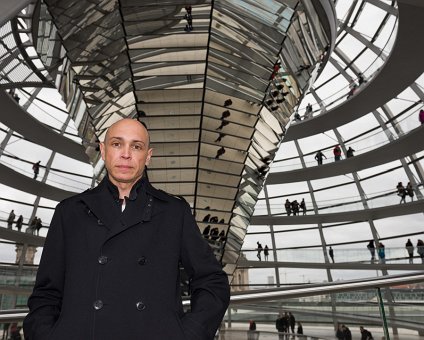 _DSC0037 Markos in the glass dome of the Reichstag building in Berlin.