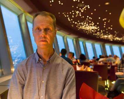 _DSC9198 Arto having dinner at the restaurant of the TV-tower in Berlin.