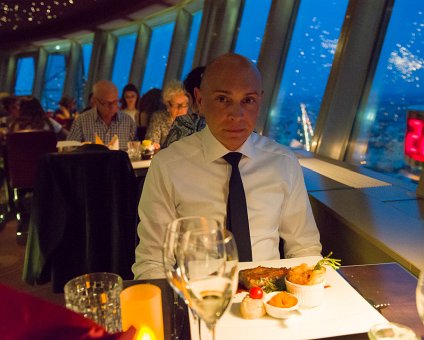 _DSC9204 Markos having dinner at the restaurant of the TV-tower in Berlin.