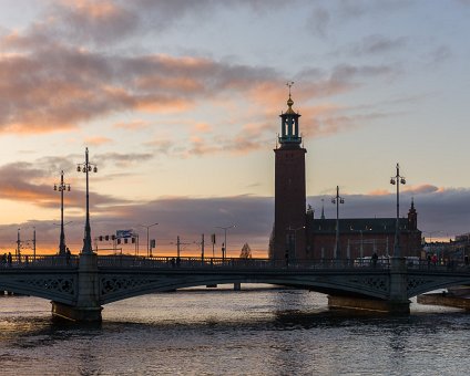 _DSC0459-HDR View of Stockholm City Hall. Early sunset in December.