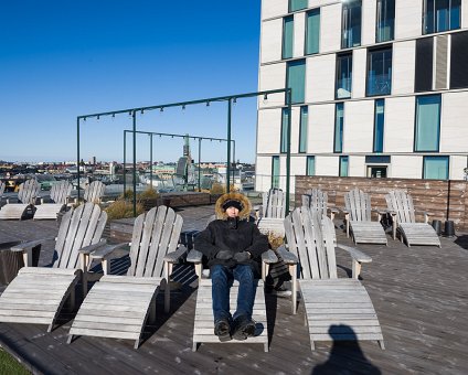 _DSC1943 Arto enjoying the spring sun on the terrace of Scandic Continental hotel.