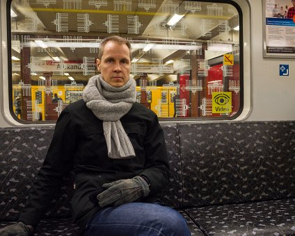 _DSC2163 Arto on the U-bahn (subway) in Berlin.