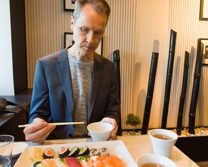 _DSC3550 Arto having sushi for lunch at Stockmann department store in Helsinki.