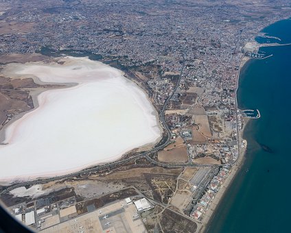 _DSC0036 Above Larnaca airport (LCA). View of the salt lake and Larnaca coast.