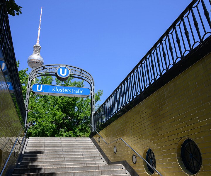 _DSC0203 At Klosterstrasse subway station. The Berlin TV-tower in the background.