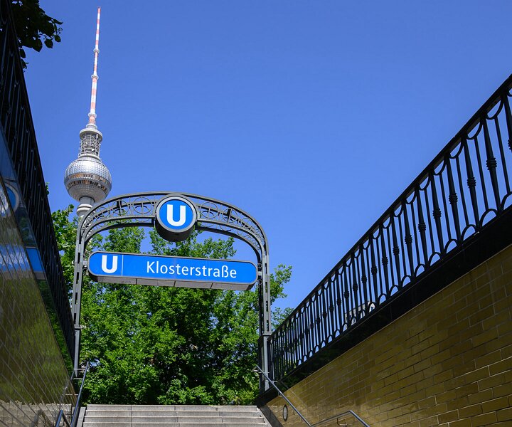 _DSC0205 At Klosterstrasse subway station. The Berlin TV-tower in the background.